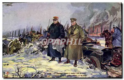 Cartes postales Militaria Les generaux Joffre et French sur le front Automobile
