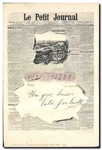 Cartes postales Fantaisie Journaux Le Petit Journal Paris Hotel de Ville Tour Eiffel TOP