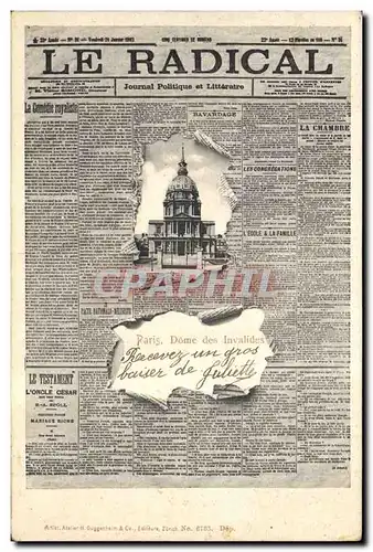 Cartes postales Fantaisie Journaux Journal Le Radical Dome des Invalides Paris TOP
