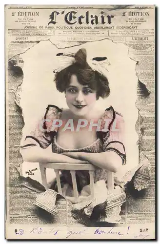 Cartes postales Fantaisie Journaux Journal L&#39Eclair Femme