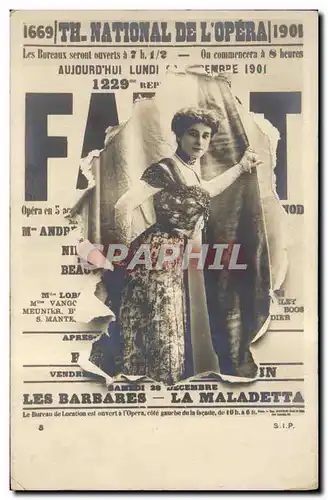 Ansichtskarte AK Fantaisie Journaux Journal Theatre National de L&#39Opera Les Barbares La Maladetta