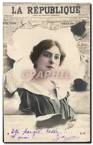 Cartes postales Fantaisie Journaux Journal La Republique Femme