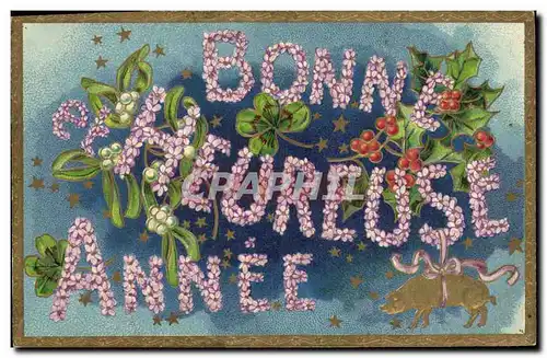 Cartes postales Fantaisie Fleurs Cochon Porc