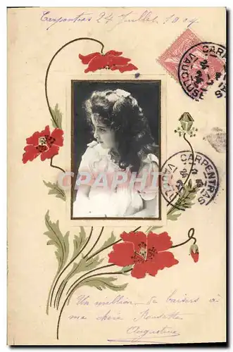 Cartes postales Fantaisie Fleurs Enfant