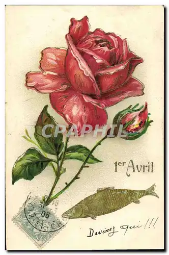 Cartes postales Fantaisie Fleurs Poisson 1er Avril