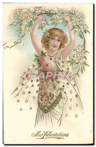 Cartes postales Fantaisie Fleurs Femme