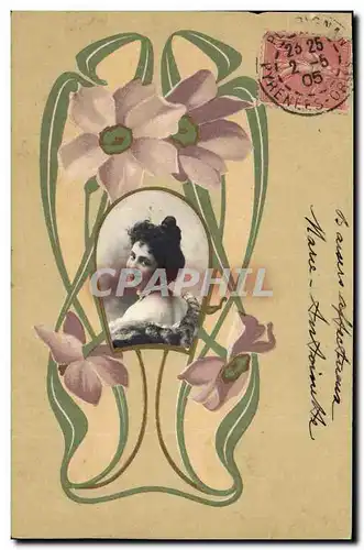 Cartes postales Fantaisie Fleurs Femme
