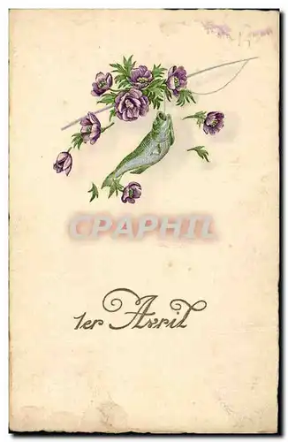 Cartes postales Fantaisie Fleurs Poisson 1er Avril