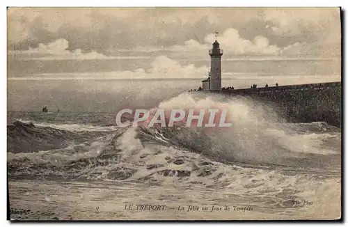 Ansichtskarte AK Phare Le Treport La jetee un jour de tempete