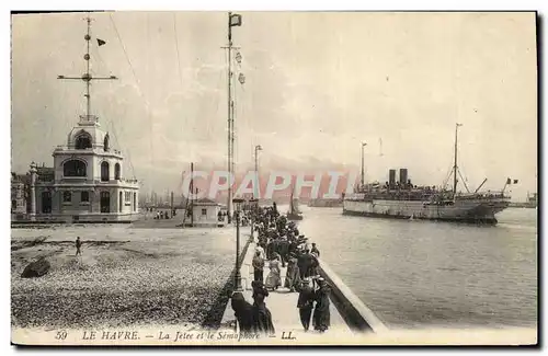 Ansichtskarte AK Phare Le Havre La jetee et le semaphore Bateau