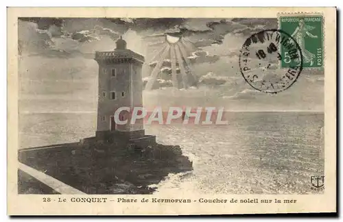 Cartes postales Phare Le Conquet Phare de Kermorvan Coucher de soleil sur la mer