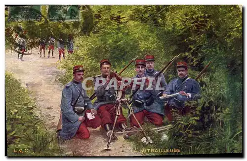 Cartes postales Militaria La mitrailleuse
