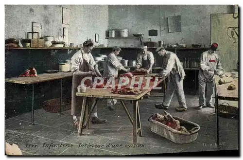 Cartes postales Militaria Infanterie Interieur d&#39une cuisine