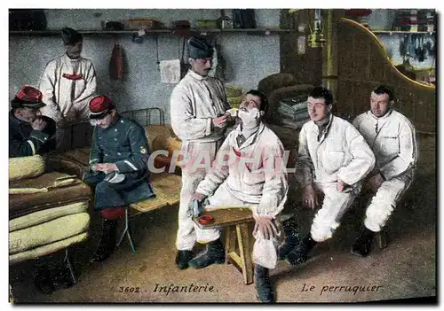 Cartes postales Militaria Infanterie Le perruquier Coiffeur