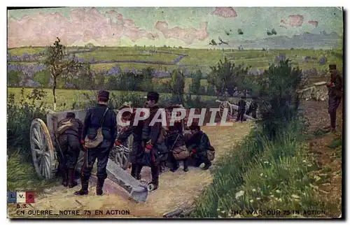 Cartes postales Militaria Notre 75 en action