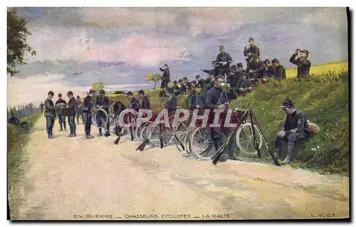 Cartes postales Militaria Chasseurs cyclistes La halte Velo Cycle