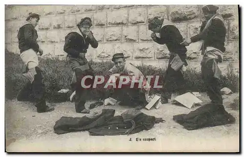 Cartes postales Militaria Un suspect Marins