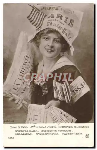 Cartes postales Fantaisie Journaux Journal Salon de Paris Mlle Achille Fould Marchande de journaux
