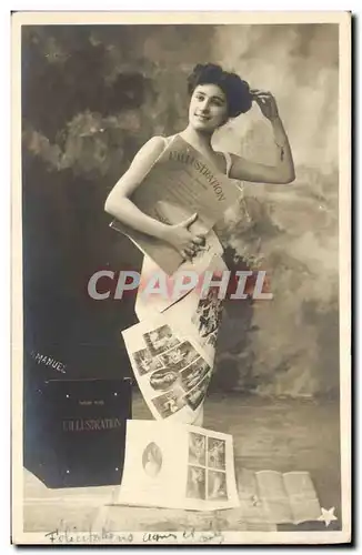 Cartes postales Fantaisie Journaux Journal L&#39Illustration Femme