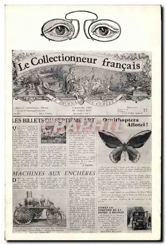 Cartes postales Fantaisie Journaux Journal Le Collectionneur Francais Papillon Machines aux encheres