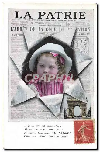 Ansichtskarte AK Fantaisie Journaux Journal La Patrie Enfant Paris Arc de Triomphe