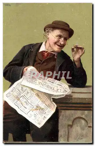 Cartes postales Fantaisie Journaux Journal La Tribuna Homme