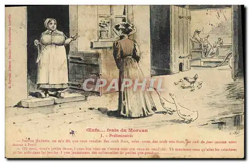 Cartes postales Folklore Paysans Oeufs frais du Morvan Preliminaires
