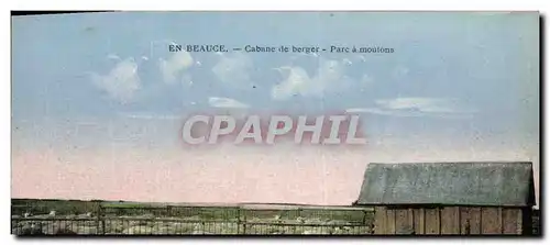 Cartes postales Folklore Paysans En Beauce Cabane de berger Parc a moutons Chien