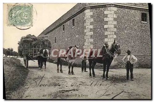 Cartes postales Folklore Paysans En Beauce Arrivee a la ferme Attelage Cheval Chevaux TOP