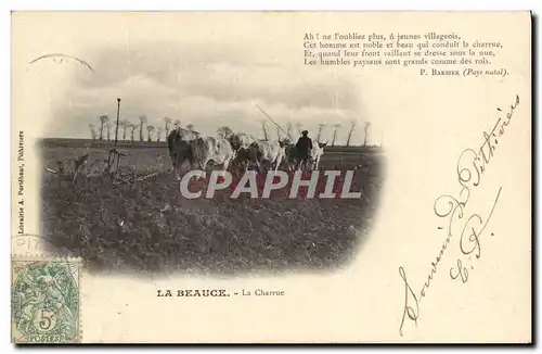 Cartes postales Folklore Paysans La Beauce La charrue Boeufs TOP