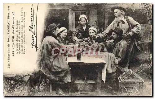 Cartes postales Folklore Paysans Les chansons de Jean Rameau illustrees Vin de Sancerre