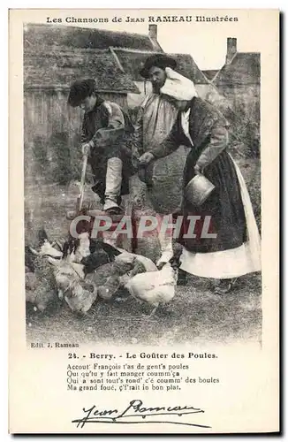 Ansichtskarte AK Folklore Paysans Les chansons de Jean Rameau illustrees Berry Le gouter des poules