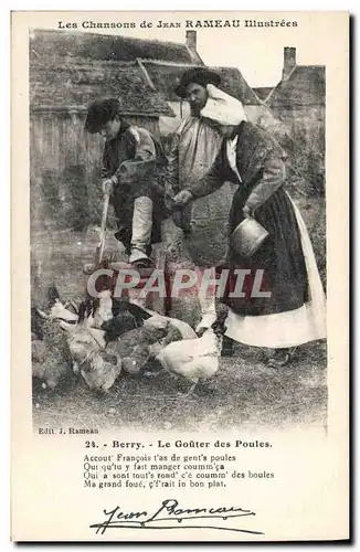 Cartes postales Folklore Paysans Les chansons de Jean Rameau illustrees Berry Le gouter des poules