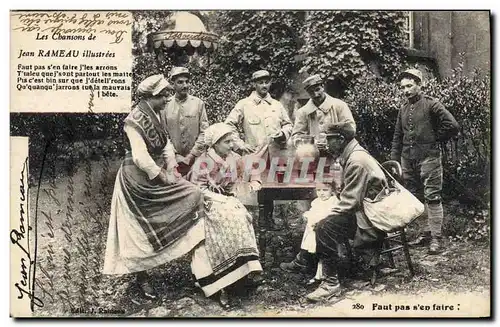 Cartes postales Folklore Paysans Les chansons de Jean Rameau illustrees Soldats Militaria