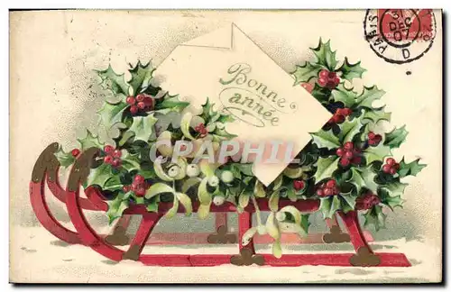 Cartes postales Fantaisie Fleurs Luge