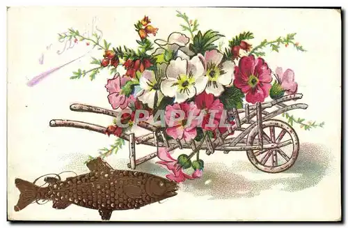 Cartes postales Fantaisie Fleurs Poisson