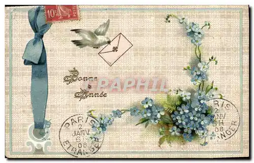 Cartes postales Fantaisie Fleurs Colombe