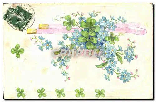 Cartes postales Fantaisie Fleurs Trefles