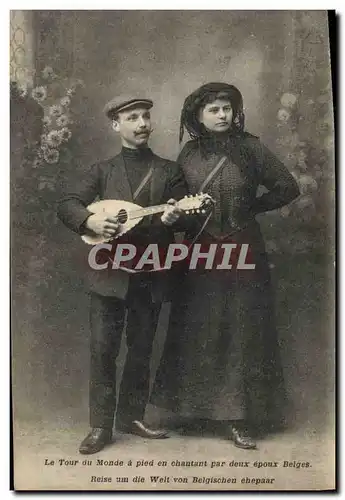 Cartes postales Globe Trotters Globe-Trotters Le tour du monde a pied en chantant par deux epoux belges