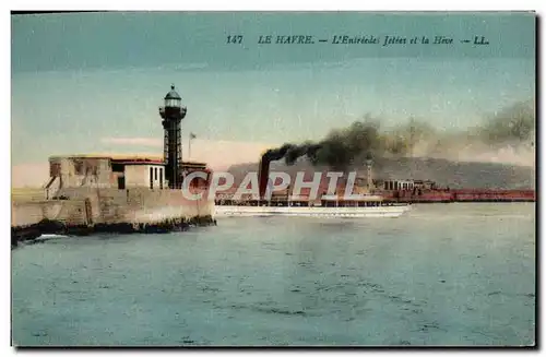 Cartes postales Phare Le Havre L&#39entree Jetees et la Have Bateau