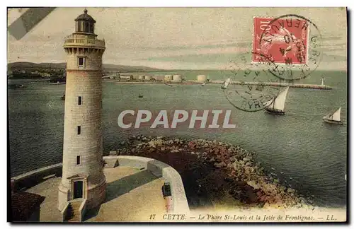 Cartes postales Phare St Louis et la jetee de Frontignac Cette Bateaux