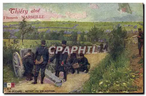 Cartes postales Militaria Notre 75 en action Canons