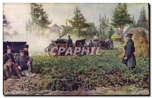 Cartes postales Militaria Artillerie belge en action