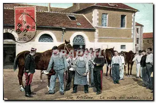 Cartes postales Militaria Artillerie La visite des sabots