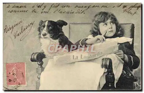 Cartes postales Fantaisie Journaux Journal La Lombardia Enfant Chien