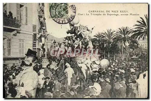 Cartes postales Fantaisie Journaux Journal Carnaval de Nice XXXV Char Le Triomphe du reportage Avenue Massena Ch