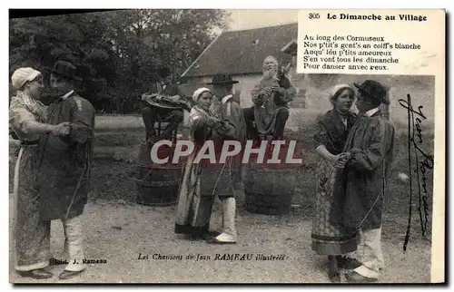 Ansichtskarte AK Folklore Les chansons de Jean Rameau illustrees Le dimanche au village