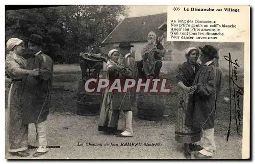 Cartes postales Folklore Les chansons de Jean Rameau illustrees Le dimanche au village