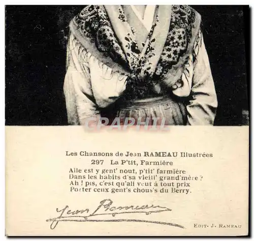 Cartes postales Folklore Les chansons de Jean Rameau illustrees La p&#39tit fermiere