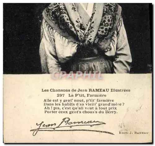 Cartes postales Folklore Les chansons de Jean Rameau illustrees La p&#39tit Farmiere